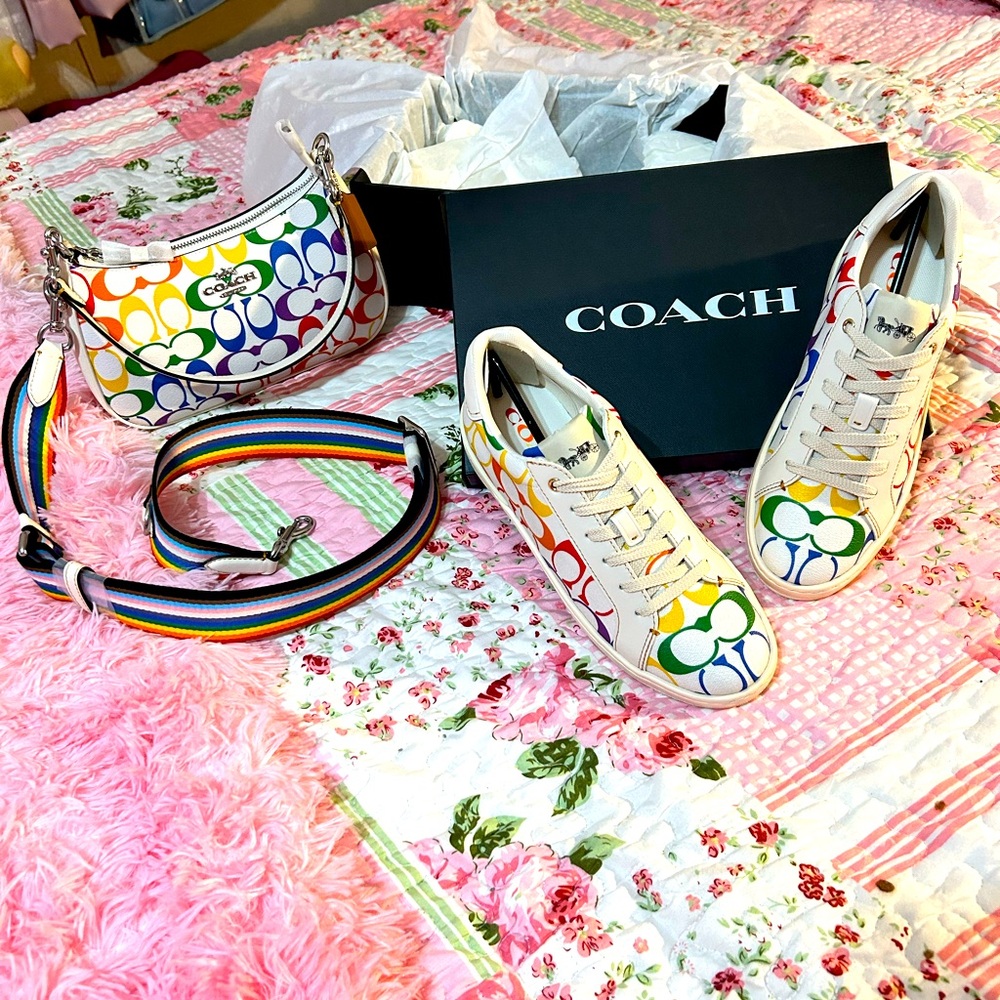 Coach brand new and beautiful rainbow Sneakers Size 7